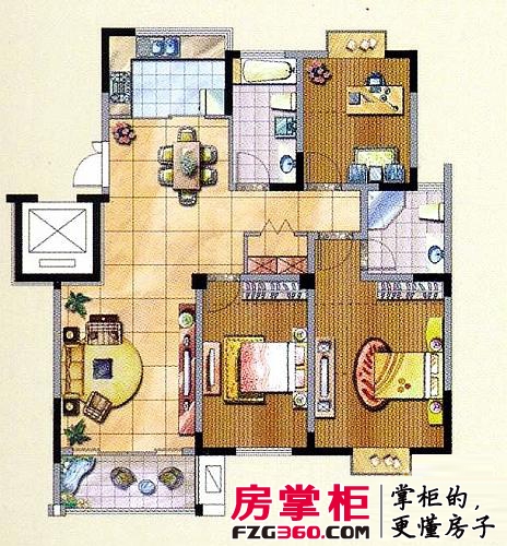 福基九龙新城户型图一期30-32号楼标准层C2户型 3室2厅2卫