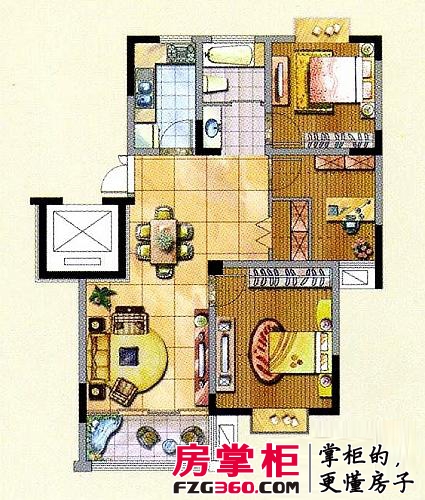 福基九龙新城户型图一期30-32号楼标准层C1户型 3室2厅1卫
