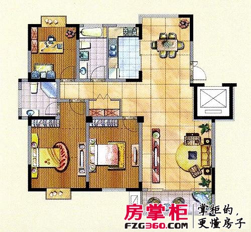 福基九龙新城户型图一期30-32号楼标准层C3户型 3室2厅2卫
