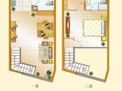 左右阳光户型图三期SOHO标准层A1挑高户型图1室1厅52㎡ 1室1厅2卫1厨