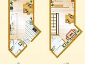 左右阳光户型图三期SOHO标准层C1挑高户型图1室2厅63㎡ 1室2厅2卫1厨