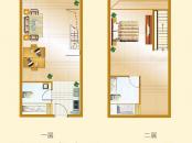 左右阳光户型图三期SOHO标准层A4挑高户型图1室1厅47㎡ 1室2厅1卫1厨