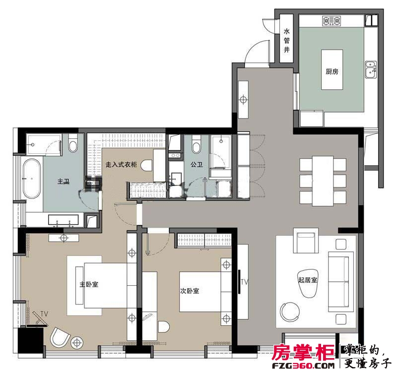 菲呢克斯国际公寓户型图1期1幢2-23层A1户型 2室2厅1卫1厨