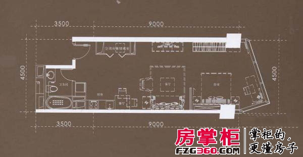 南京国际广场户型图一期2号楼标准层B户型 1室1厅1卫1厨