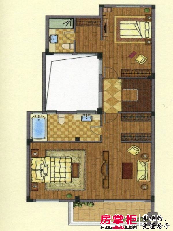 宏图上水庭院户型图叠加别墅D-a户型 二层 3室3厅4卫1厨