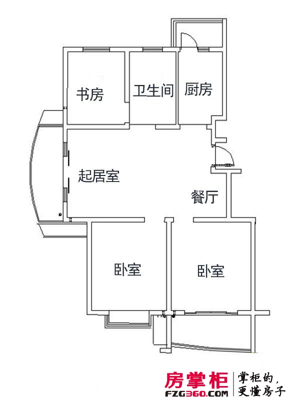 墨香山庄户型图一期C12栋标准层C24户型 3室2厅1卫1厨