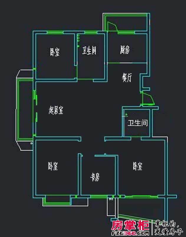 墨香山庄户型图三期C5幢标准层C66户型 4室2厅2卫4厨