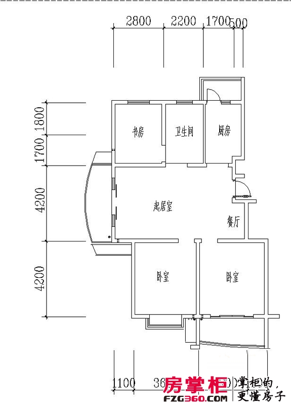 墨香山庄户型图三期C9栋标准层04单元户型 3室2厅1卫1厨
