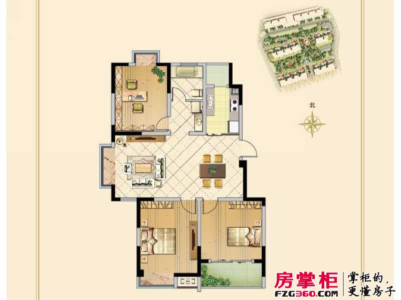 百丽明珠花园户型图二期3、4栋标准户型E（2013-07-05） 3室2厅1卫1厨