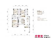 北江锦城户型图花园洋房Hb2-1户型141平 3室2厅2卫