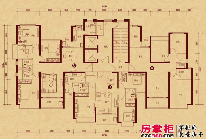 钦州恒大绿洲户型图5#楼标准层（2-32层）平面示意图 3室2厅2卫1厨