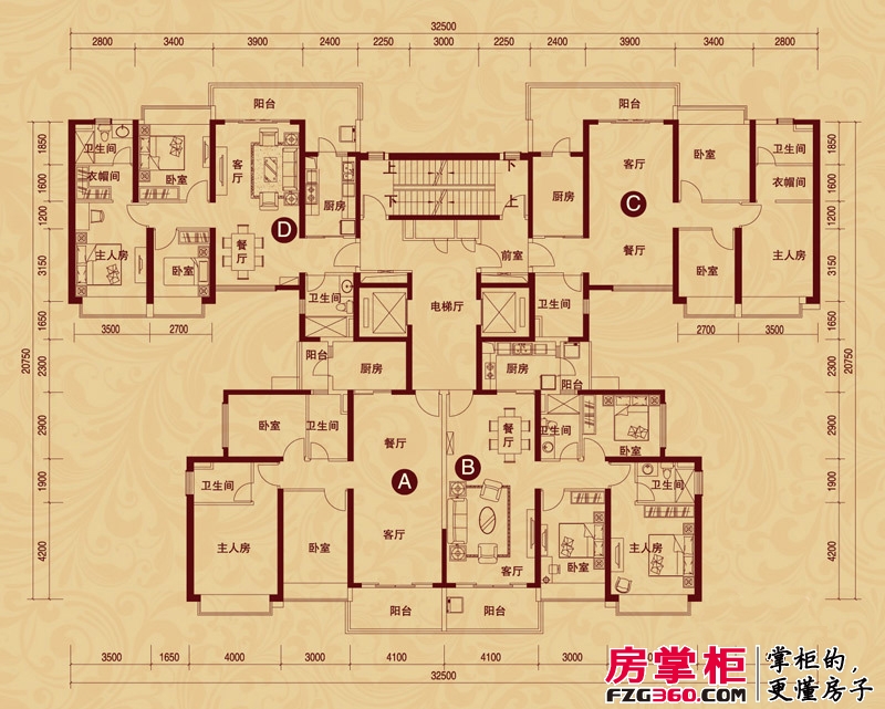 钦州恒大绿洲户型图7#楼标准层（2-32层）平面示意图 3室2厅2卫1厨