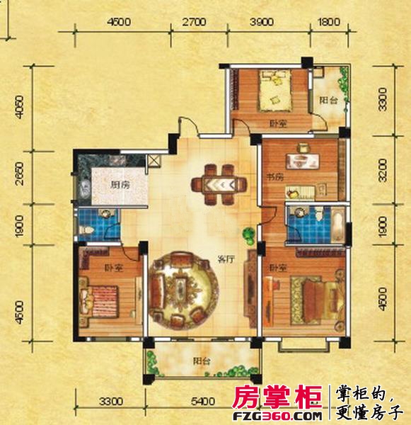 天昌凯悦国际户型图15、17栋Ca1户型 3室2厅2卫1厨