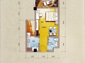 印尼园户型图一期15号楼B1户型1室一厅一卫43.25㎡ 1室1厅1卫1厨