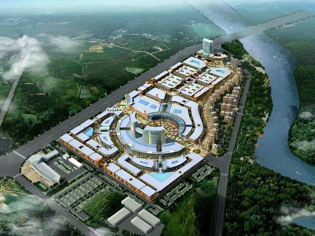 广西龙州东盟国际商贸城效果图项目鸟瞰图