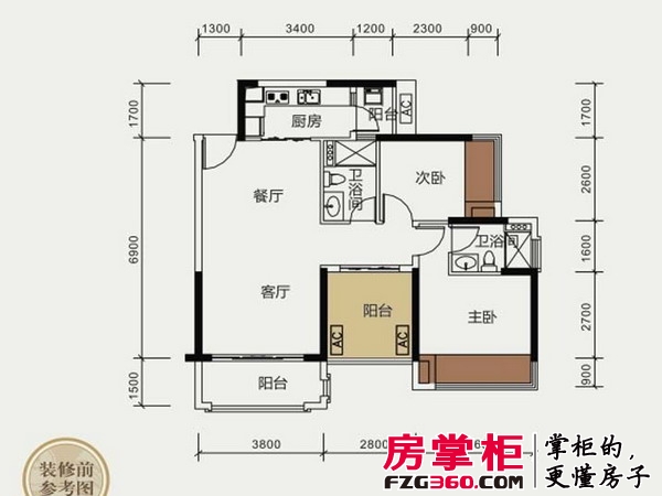 瀚林御景2#-01户型2室2厅2卫1厨