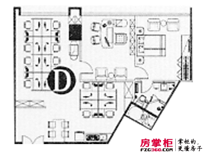 南通大饭店国际企业中心户型图D户型 2室2厅1卫1厨