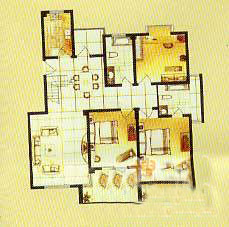 亚特香提雅境户型图景观小高层C2户型 3室2厅2卫1厨
