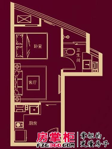 唐宁国际户型图标准层H户型 1室1厅1卫
