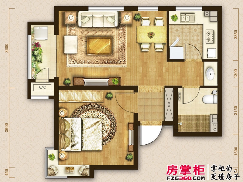 龙湖滟澜海岸霖珑户型图B户型 1室2厅1卫1厨