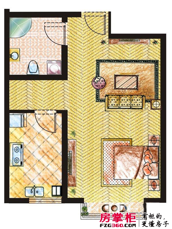 金色环海户型图标准层户型图 1室1厅1卫1厨