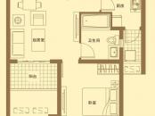 贝多芬公馆户型图高层18号楼标准层A2户型 1室2厅1卫1厨