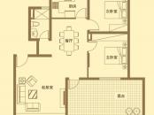 贝多芬公馆户型图多层5号楼标准层E4户型 2室2厅2卫1厨