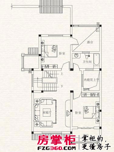 一山一墅户型图s3’二层 2室1厅1卫