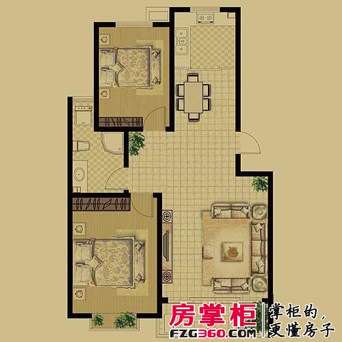 昆泉天籁村户型图标准层两居室 2室2厅1卫