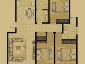 昆泉天籁村户型图标准层三居室 3室2厅2卫