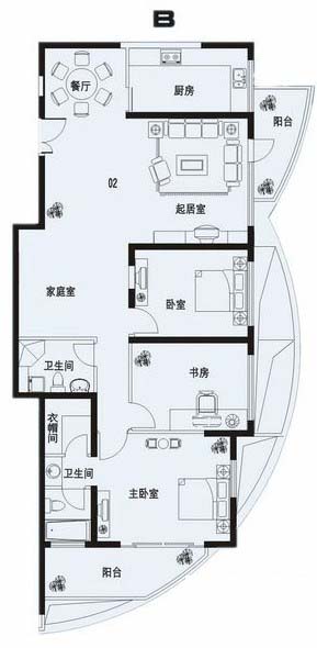 海信燕岛国际公寓3室 户型图3室2厅2卫1厨