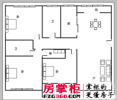 欣宇花园 户型图3室2厅2卫1厨