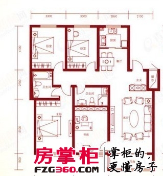 金色国际公寓户型图4室2厅2卫1厨