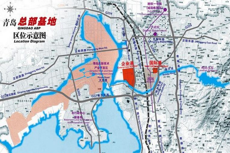 青岛总部基地国际港区位图
