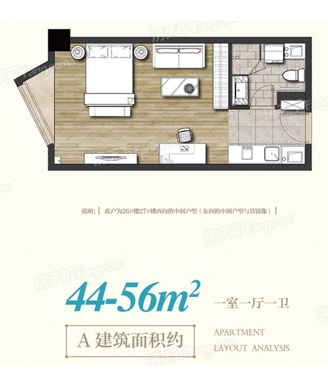 中欧国际城44-56平公寓A户型