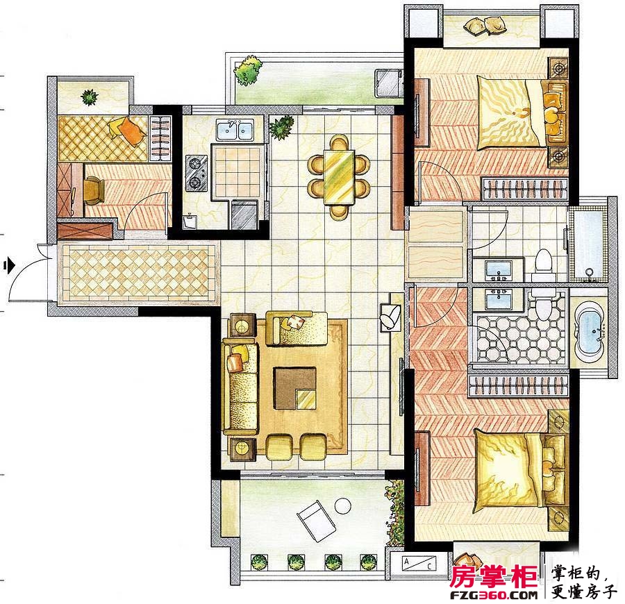 东海湾十二宴户型图111平米三房户型 3室2厅2卫1厨