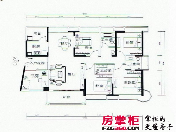 香缤国际户型图5栋、6栋05单元 5室2厅2卫1厨