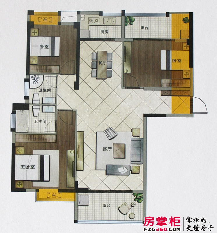 尚好家园户型图3/5号楼A单元 3室2厅2卫1厨