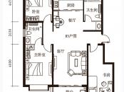 金城新天地户型图12#楼M5户型 3室2厅2卫1厨
