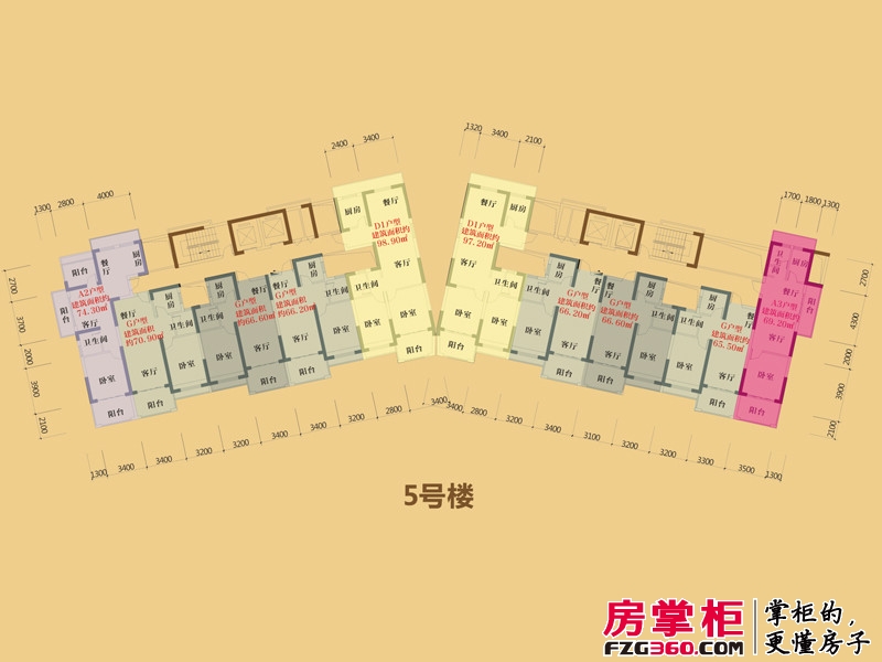 博鳌·金色鳌苑户型图5号楼标准层平面图