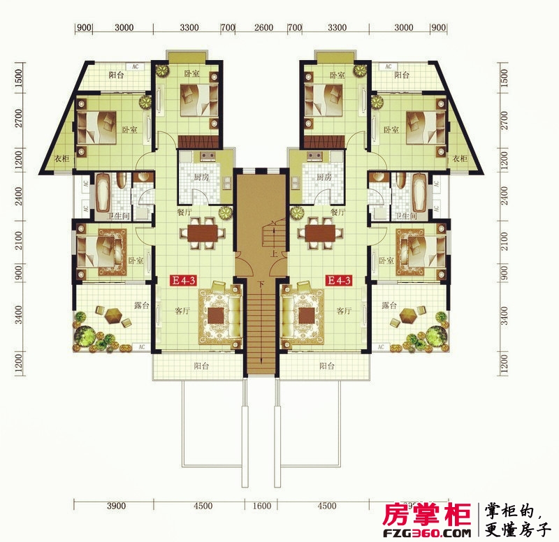 绿中海户型图E4-E4(一层)平面图  6室4厅4卫2厨