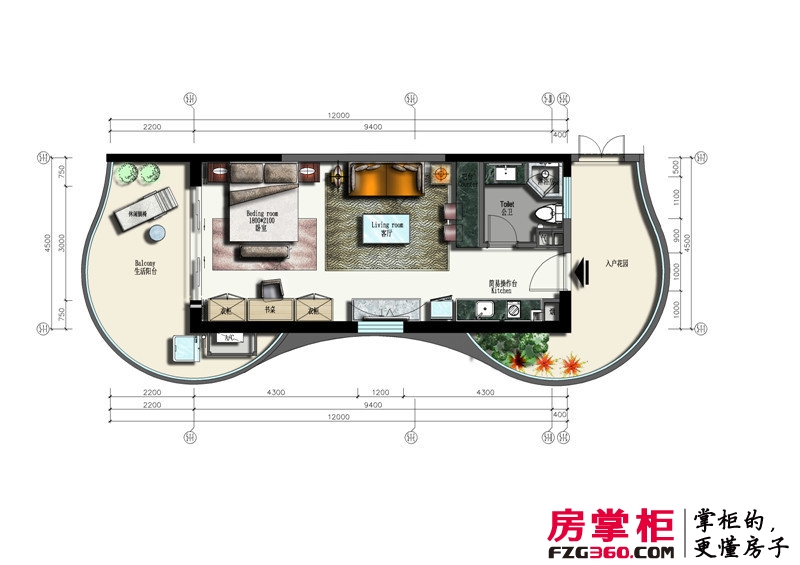 海东方户型图（2）5#楼A-2平面图-补 1室1厅1卫1厨