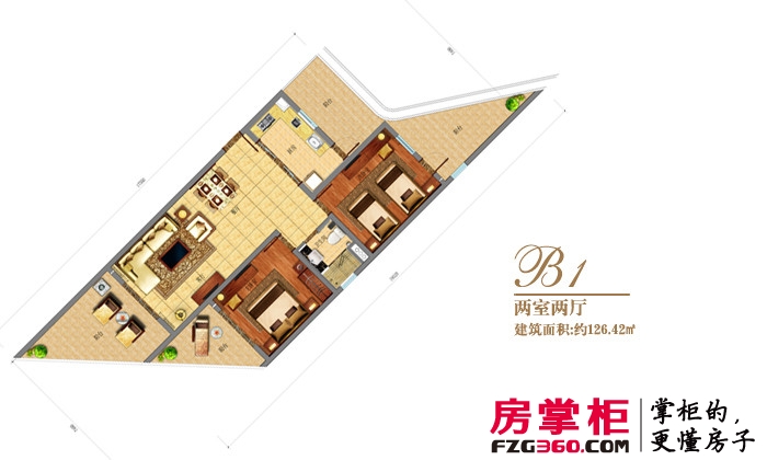 中州国际酒店户型图B1户型 2室2厅