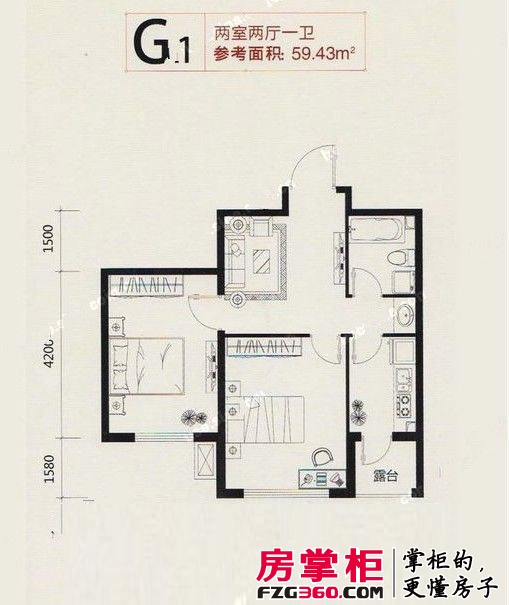 里仁居·润尚枫庭户型图G1户型 2室2厅1卫