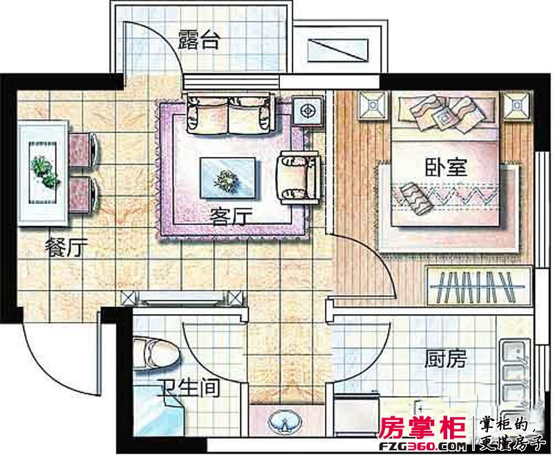 怡林名门户型图A1户型 1室2厅1卫