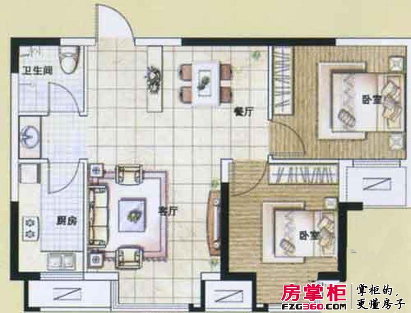 怡林名门户型图D2户型 2室2厅1卫