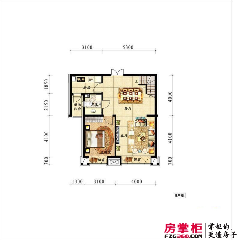 中海龙湾二期户型图160平跃层一层 户型图 1室2厅1卫1厨