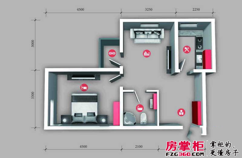 京城中心户型图J 户型  1室1厅1卫