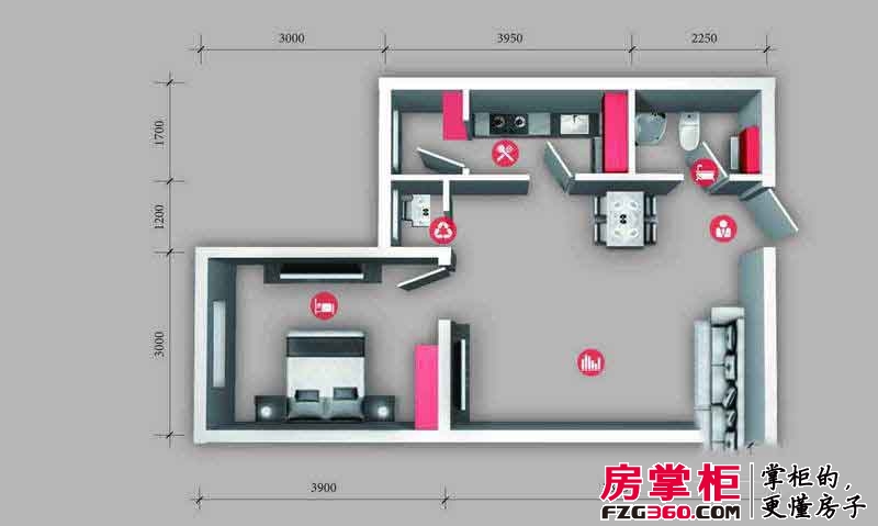 京城中心户型图H户型   1室1厅1卫
