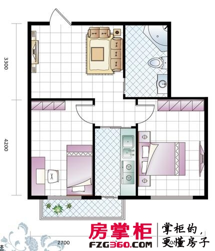 新汉城锦都户型图D户型 2室1厅1卫